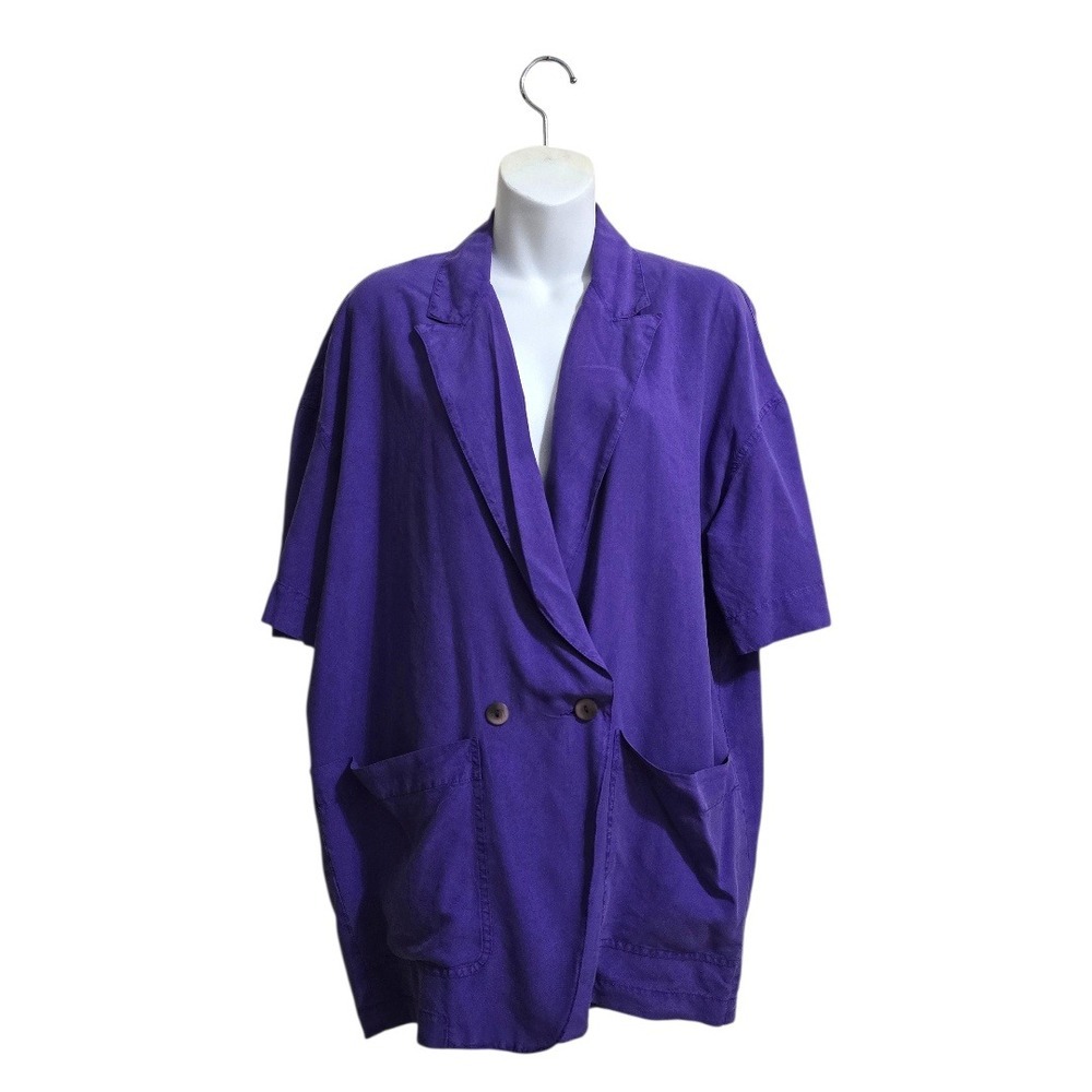 Byblos Vintage Italian Silk Oversized Double Breasted Blazer Jacket Sz 6